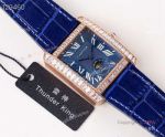 Swiss ETA2824 Cartier Tank Moon phase copy Watches Rose Gold Diamond Bezel